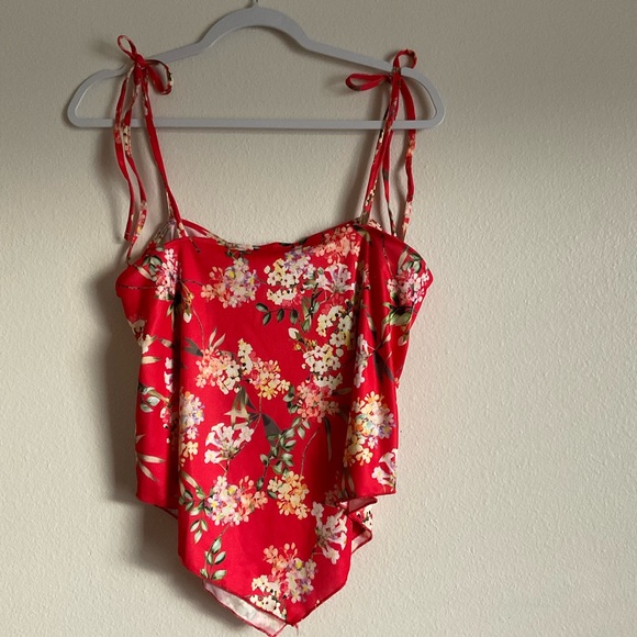 ZARA Print Top Multicolor Floral Spaghetti Straps Blouse NWT - Picture 6 of 16